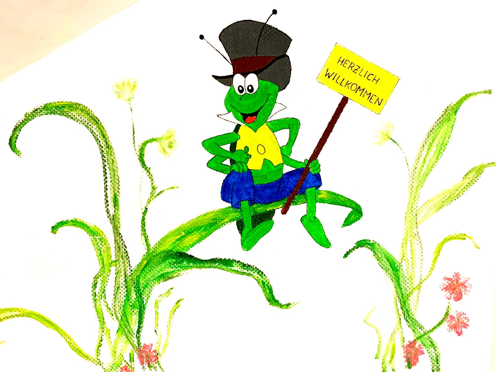  Grashüpfer laden ein – Tag der offenen Tür im Kindergarten Frankenheim Illustration 