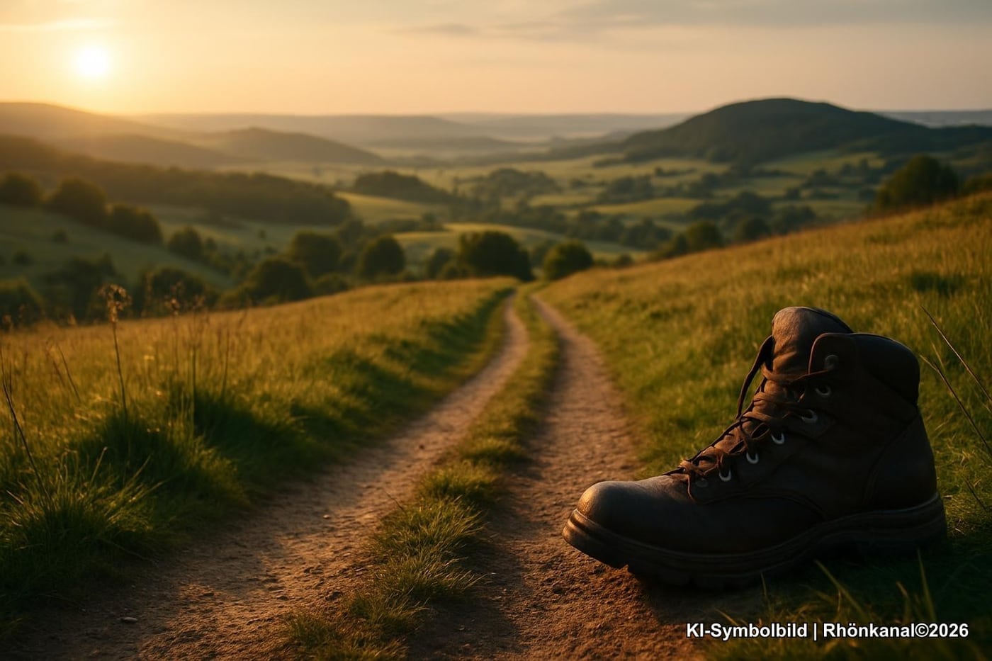 Wanderweg und Ausblick in der Rhön nahe Fladungen