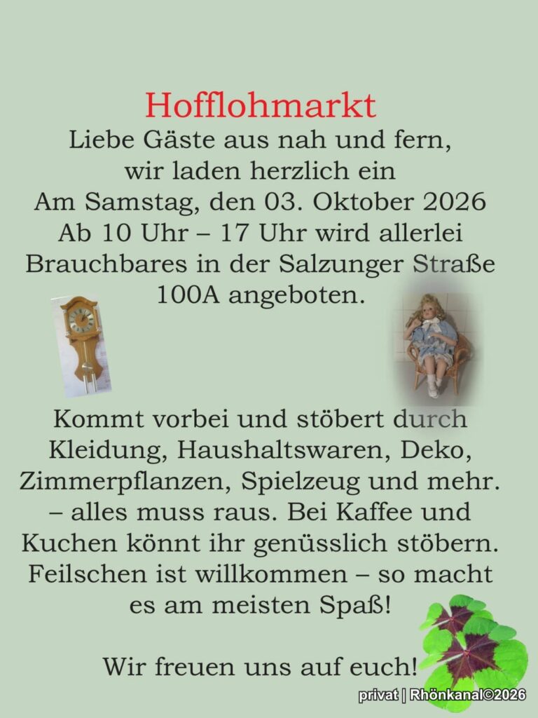 Hofflohmarkt in der Salzunger Straße 100A, Urnshausen