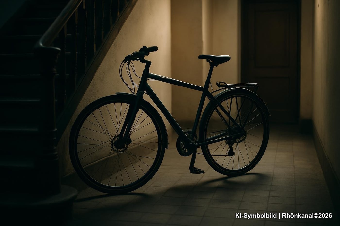 Symbolbild: Trekkingrad in einem Hausflur (nicht das entwendete Fahrrad)