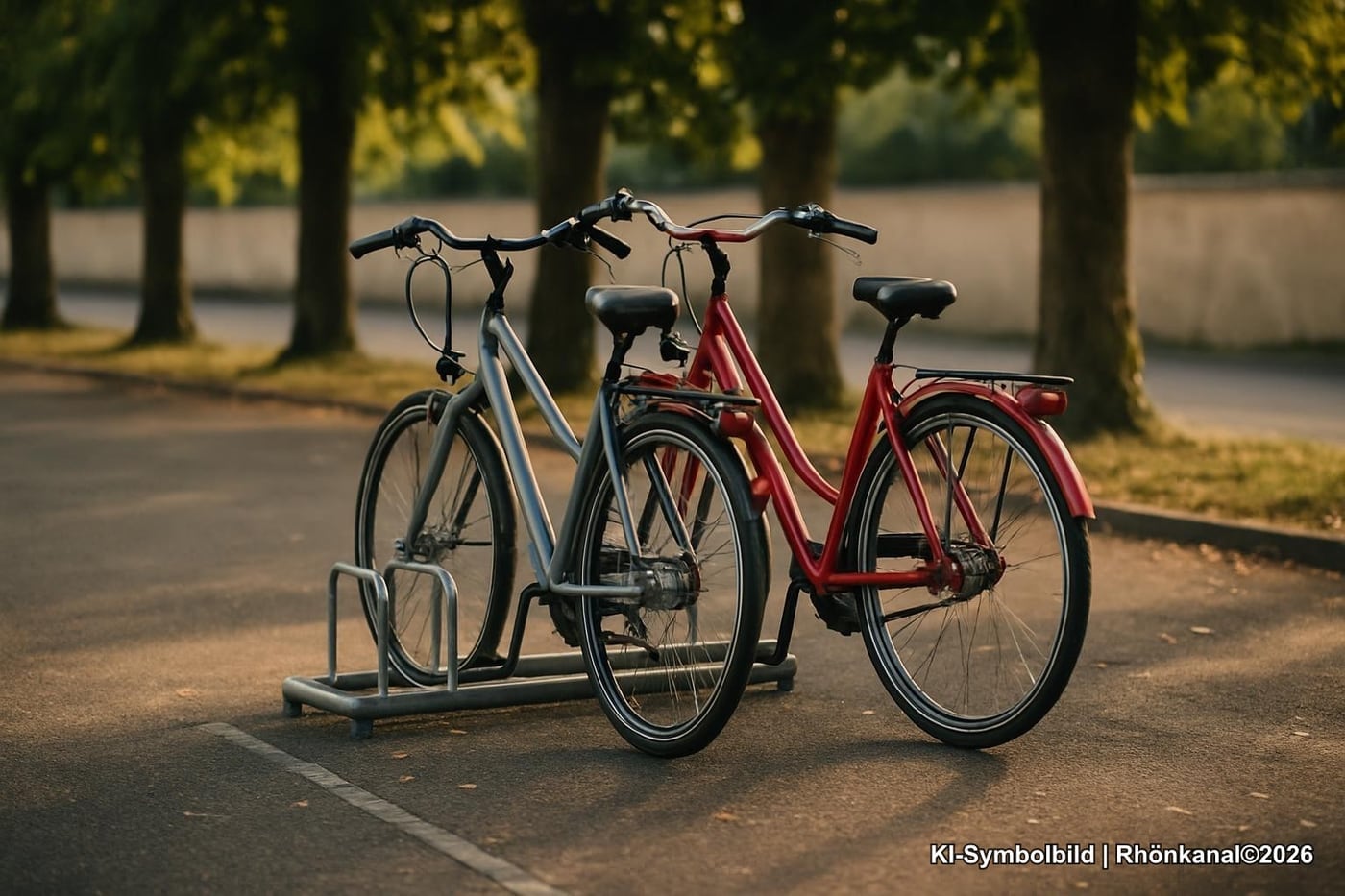 Symbolbild: Fahrradträger mit zwei Citybikes auf einem Parkplatz (Symbolbild)