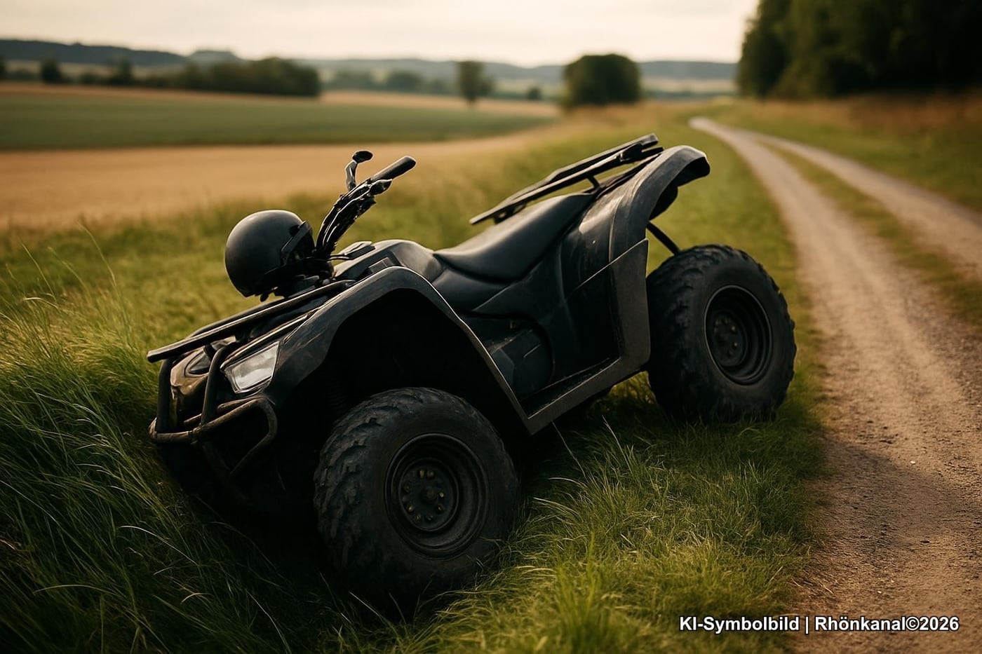 Quad in einem Graben an einem Feldweg (Symbolbild, nicht der Unfallort)