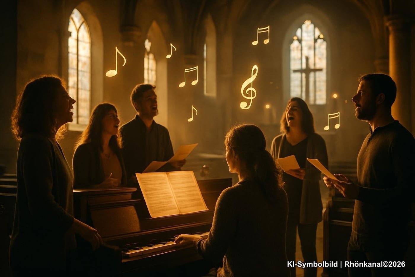 Mitwirkende aus Band und Chor beim Lobpreisabend in der Stadtkirche Bad Salzungen.